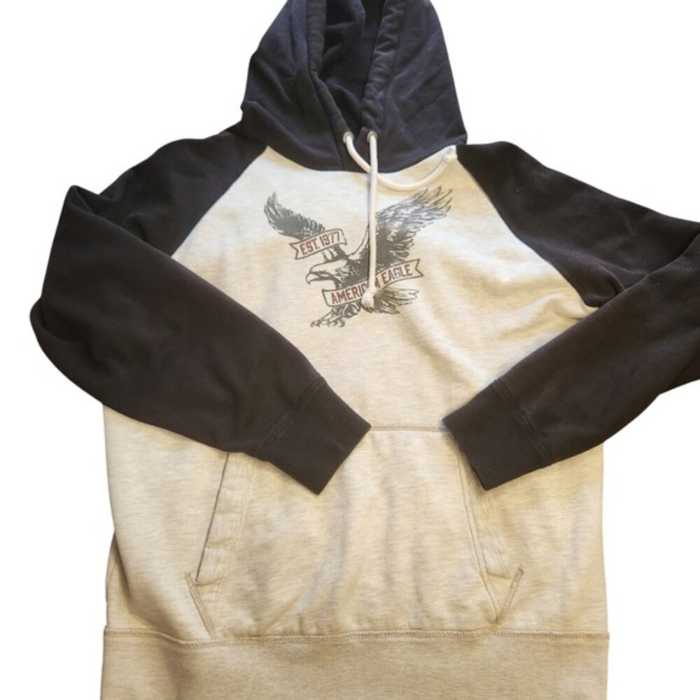 American Eagle Outfitters Raglan Hoodie Graphic Eagle Print Athletic Comfort
